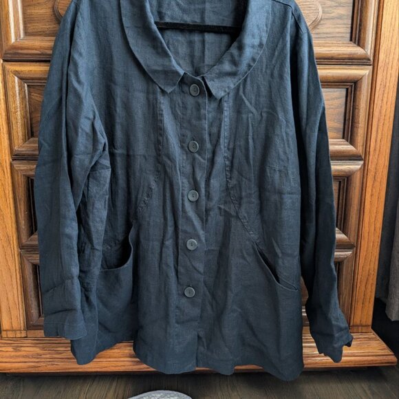 Flax Women`s 100% Linen Button Front Jacket Shirt Size 1G 18-20 XL - Picture 5 of 14